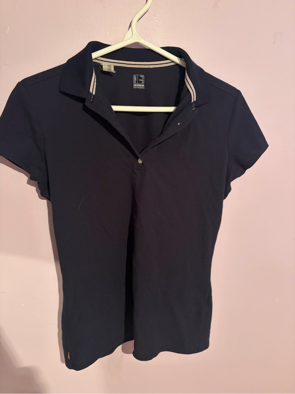 Women's Navy Short-Sleeve Polo with Contrast Trim